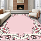 Art Nouveau Floral Pink Cream Rug