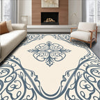 Elegant Swirl Floral Cream Blue Rug