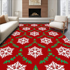 Crimson White Snowflake Foliage Repeat Rug