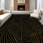 Abstract Gold Contour Lines Pattern Rug