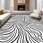 Black White Swirling Abstract Rug