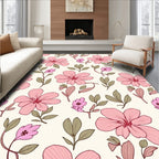Pink Floral Vine Patterned Design Rug