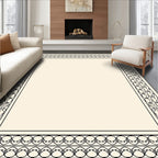 Elegant Black Cream Geometric Design Rug