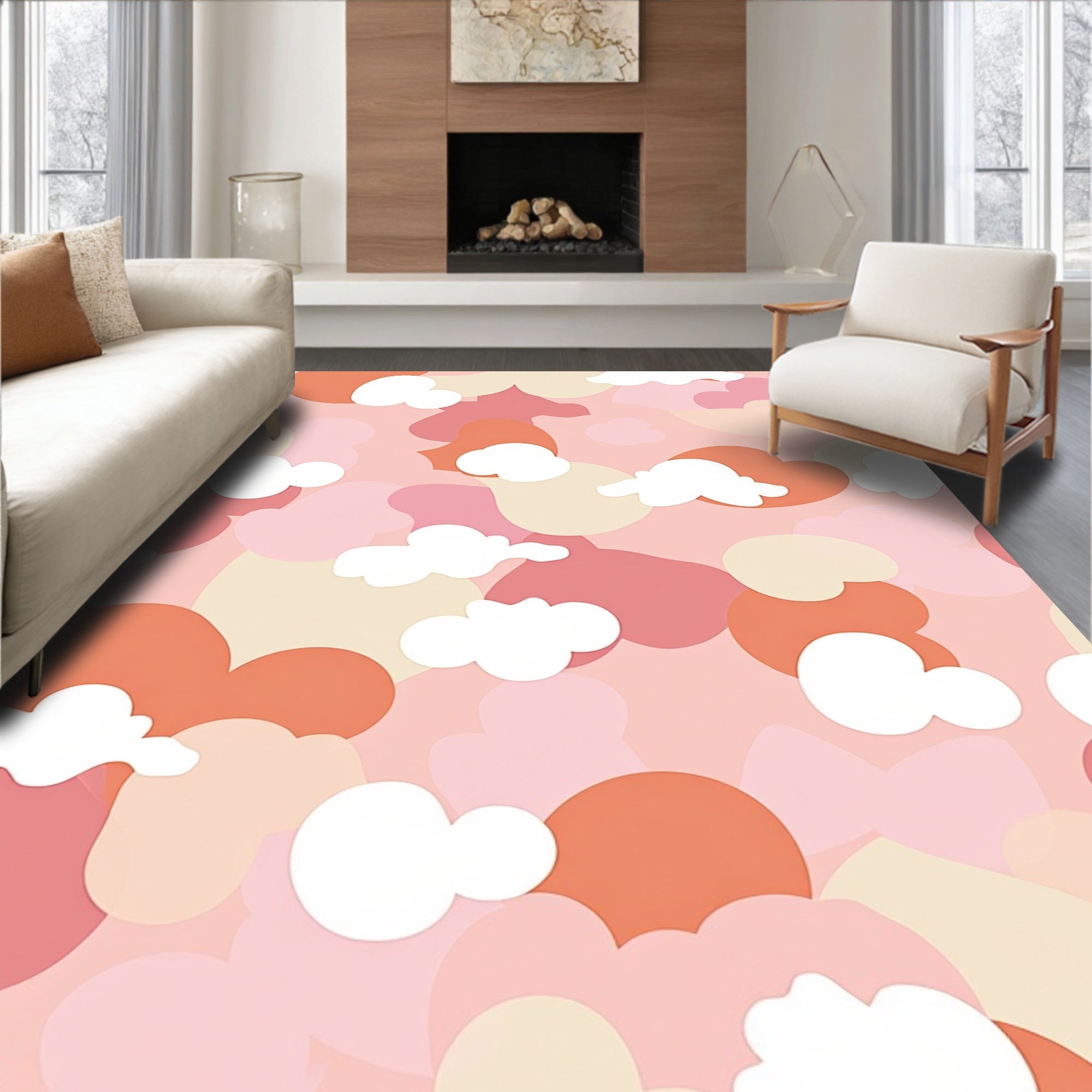 Dreamy Cloud Pattern Boho Abstract Rug