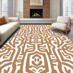 Abstract Brown White Intertwined Pattern Rug