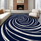 Deep Blue Spiral Swirl Pattern Rug