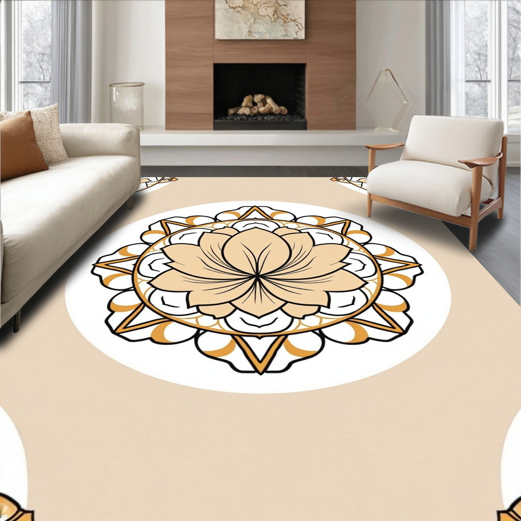 Floral Mandala Geometric Pattern Rug
