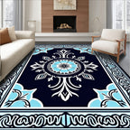 Ornate Teal Floral Central Medallion Rug
