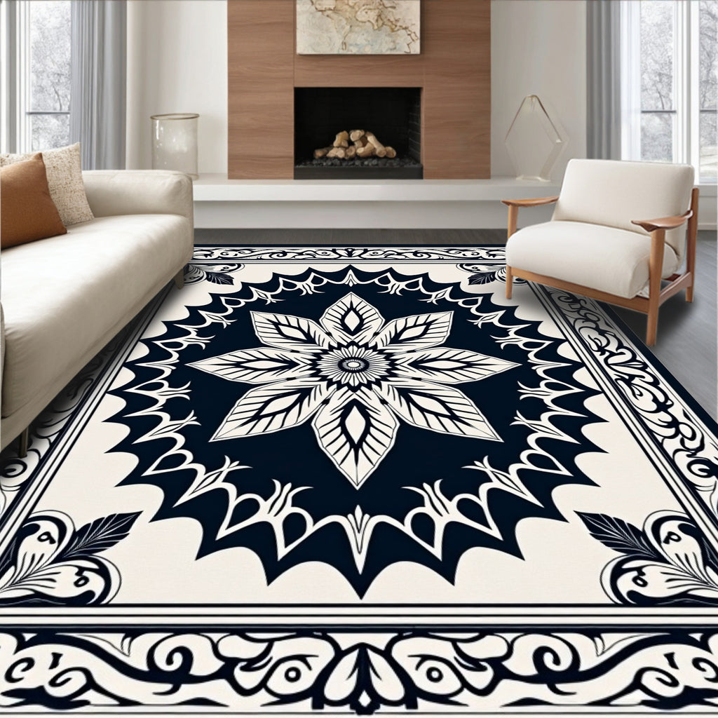 Elegant Floral Mandala Lace Design Rug