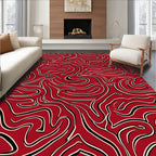Crimson Abstract Swirl Pattern Rug