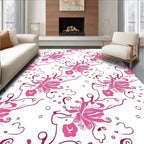 Abstract Pink Butterfly Flourish Pattern Rug