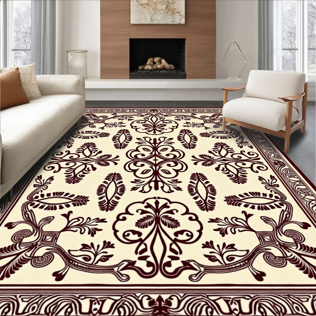 Ornate Floral Patterned Vintage Style Rug
