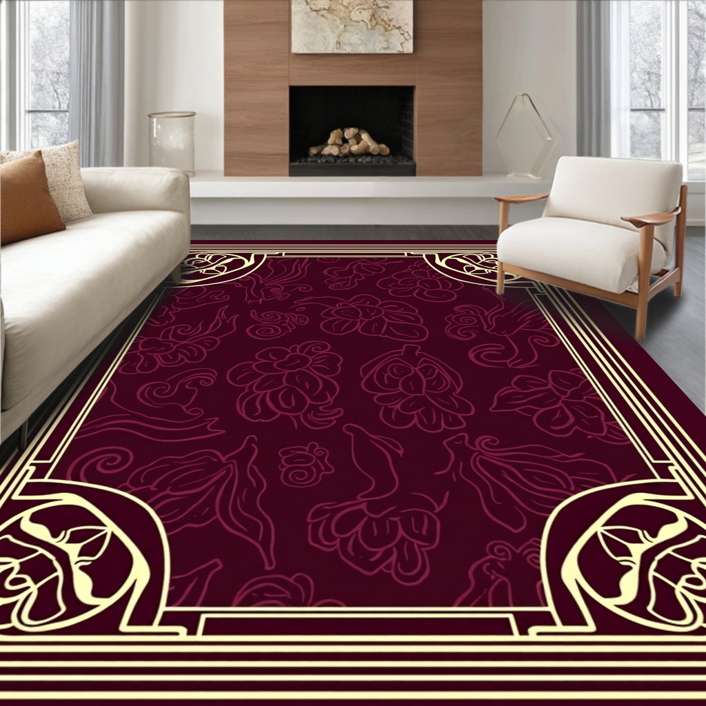 Art Nouveau Floral Border Design Rug