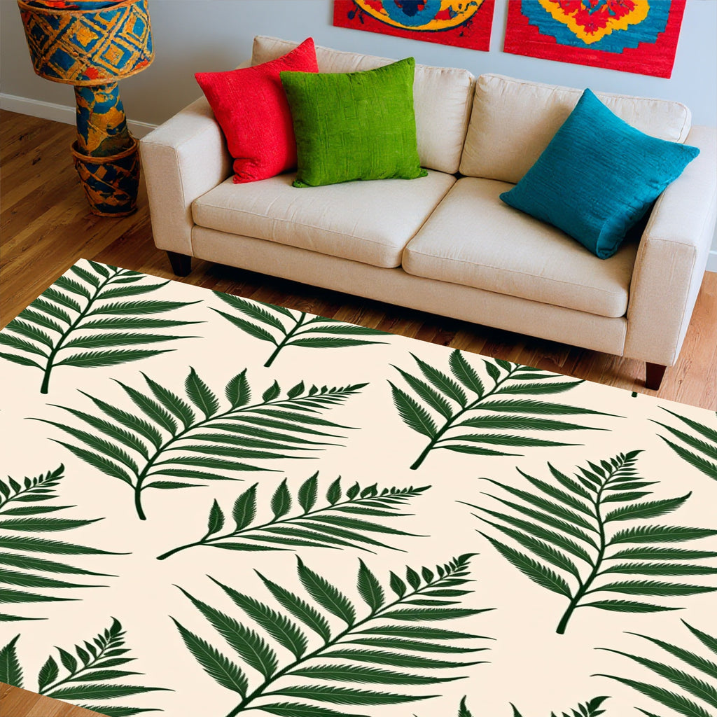 Tropical Fern Leaf Pattern Design Rug