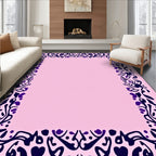 Dark Blue Floral Vine Pink Border Rug