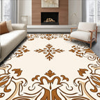 Ornate Leaf Scrollwork Border Design Rug