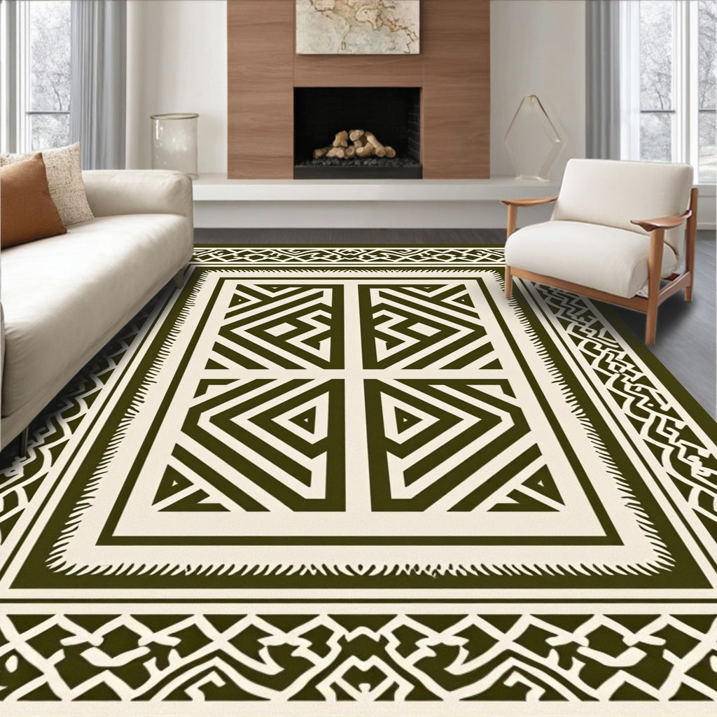 Geometric 2 Tone Maze Frame Rug
