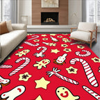 Whimsical Christmas Cookie Candy Cane Stars Rug