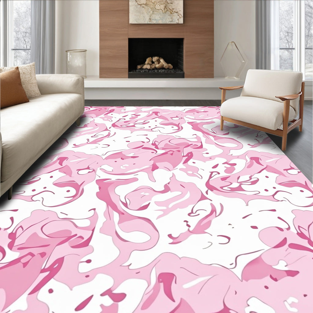 Pink Abstract Organic Flow Pattern Rug