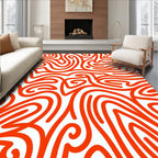 Bold Orange Swirl Pattern Rug