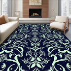 Pale Green Vintage Floral Scroll Rug