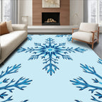Frosty Blue Snowflake Pattern Rug