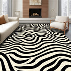 Wavy Black Cream Stripe Rug