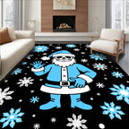 Creepy Blue Santa Snowy Starflakes Rug
