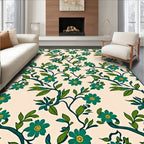 Teal Floral Vines Pattern Rug