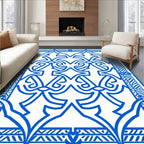 Blue Intricate Geometric Pattern Rug