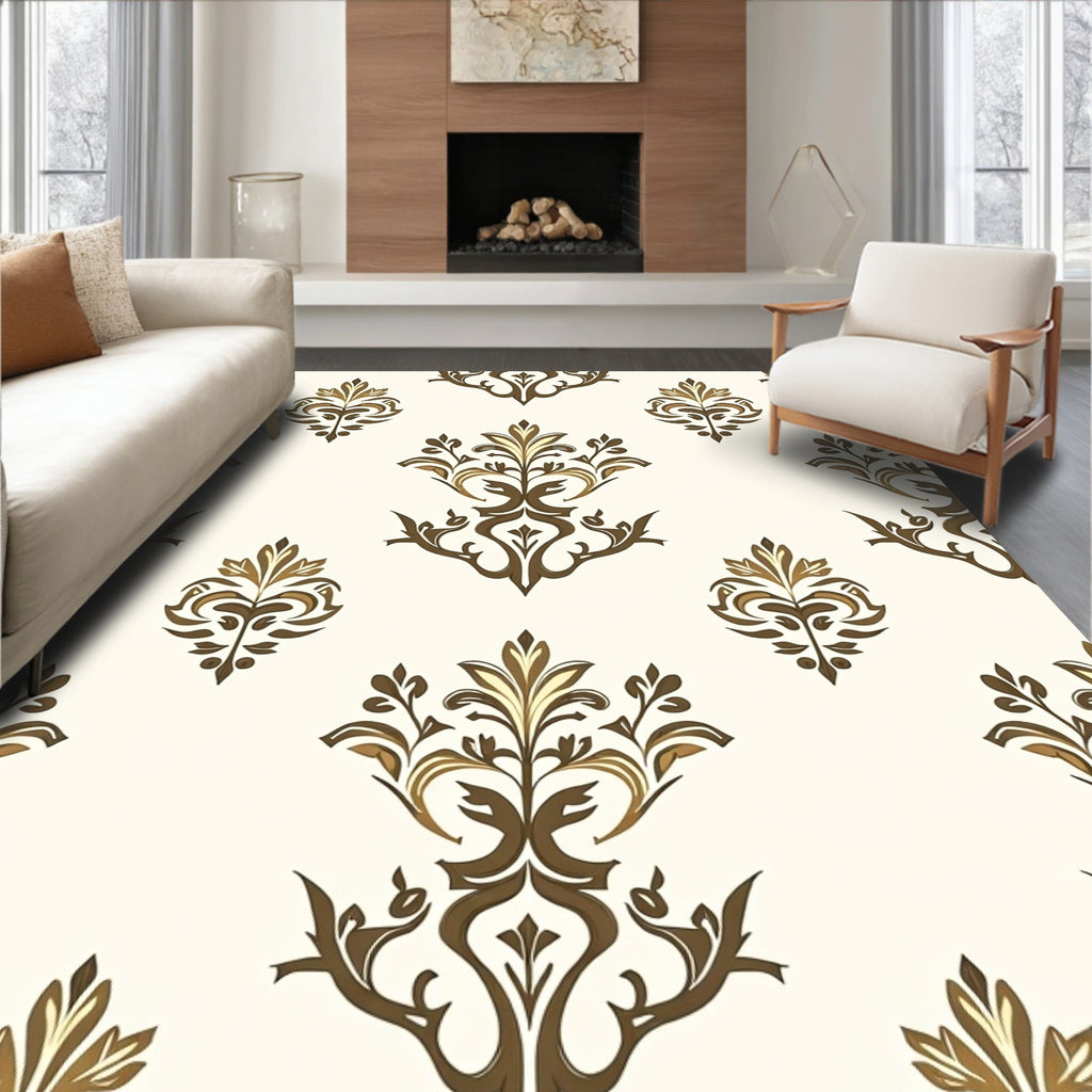 Classic Damask Floral Inspired Design Rug