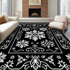 White Snowflake Christmas Frame Rug