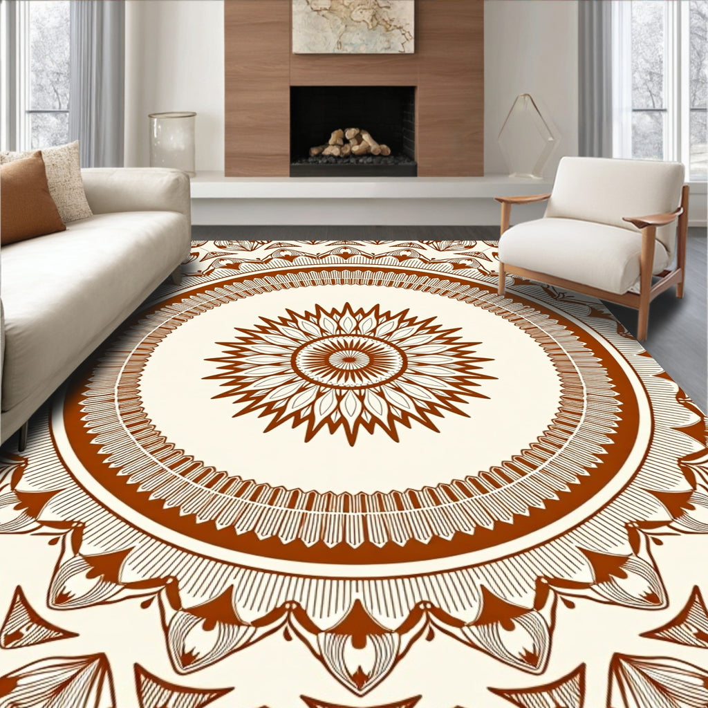 Intricate Marigold Mandala Pattern Rug