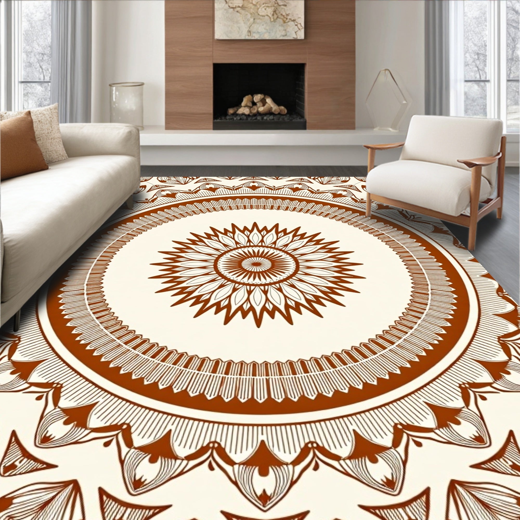 Intricate Marigold Mandala Pattern Rug