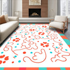 Orange Aqua Heart Swirl Design Rug