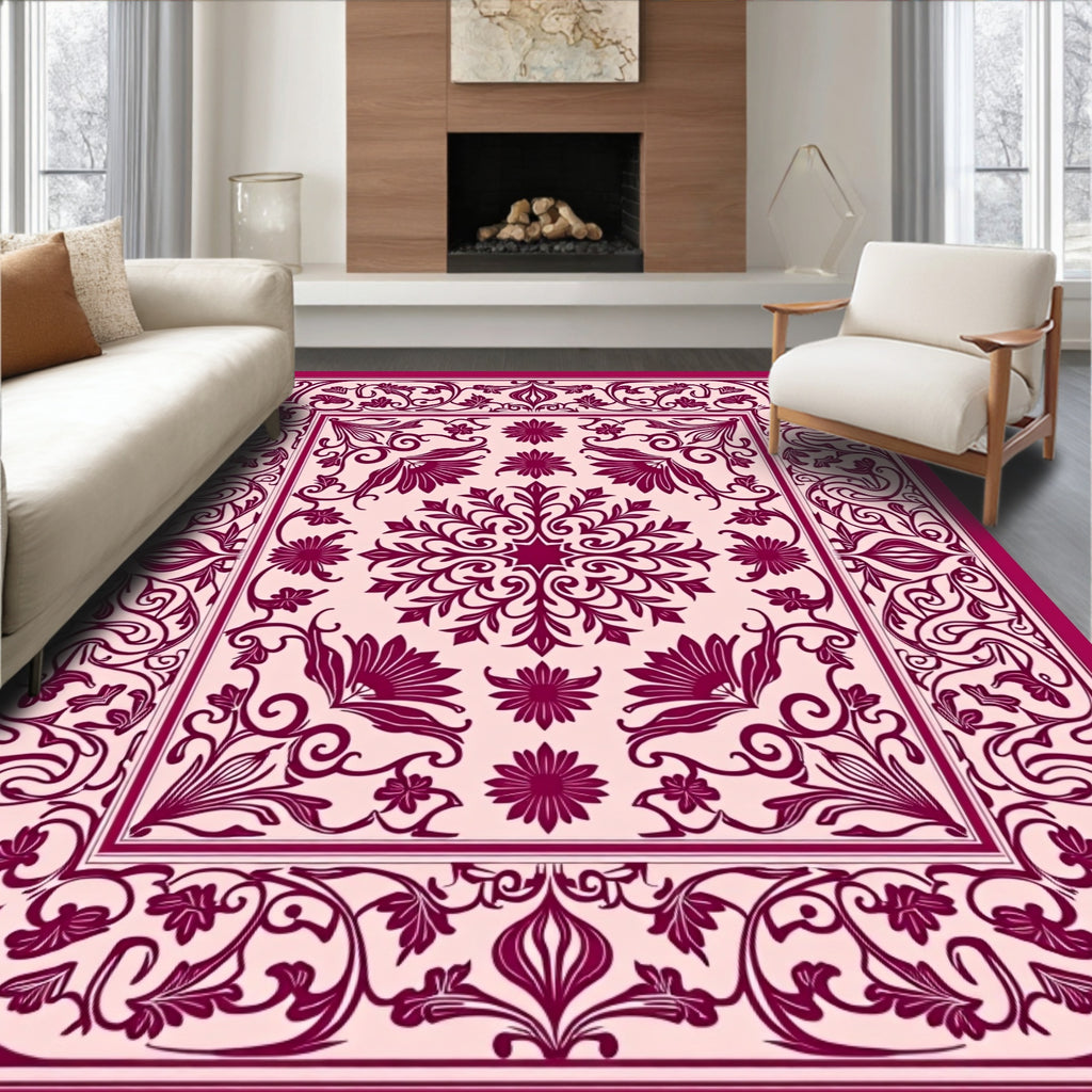 Ornate Floral And Vine Pattern Rug