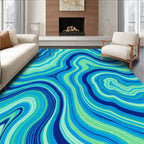 Azure And Emerald Swirl Pattern Rug