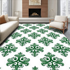 Green Damask Traditional Pattern Rug