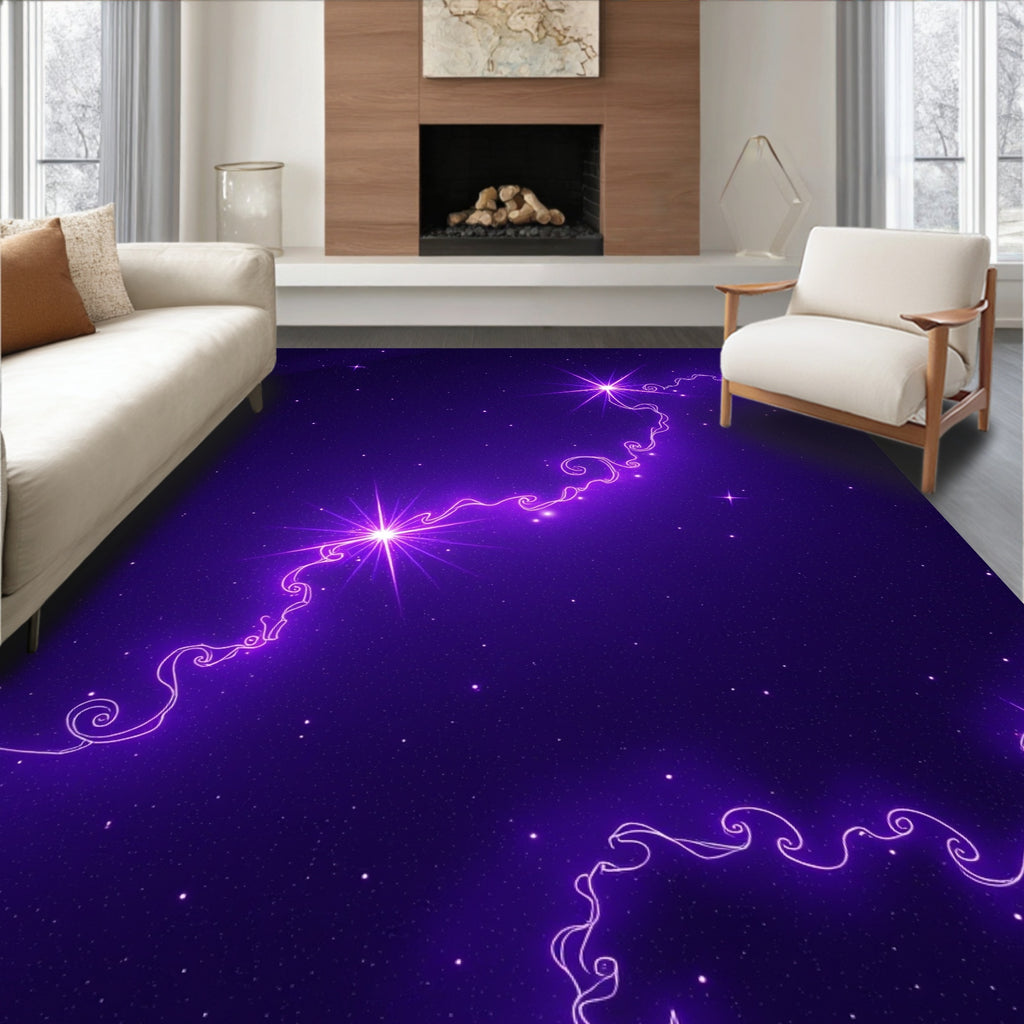 Vibrant Starry Purple Swirl Rug