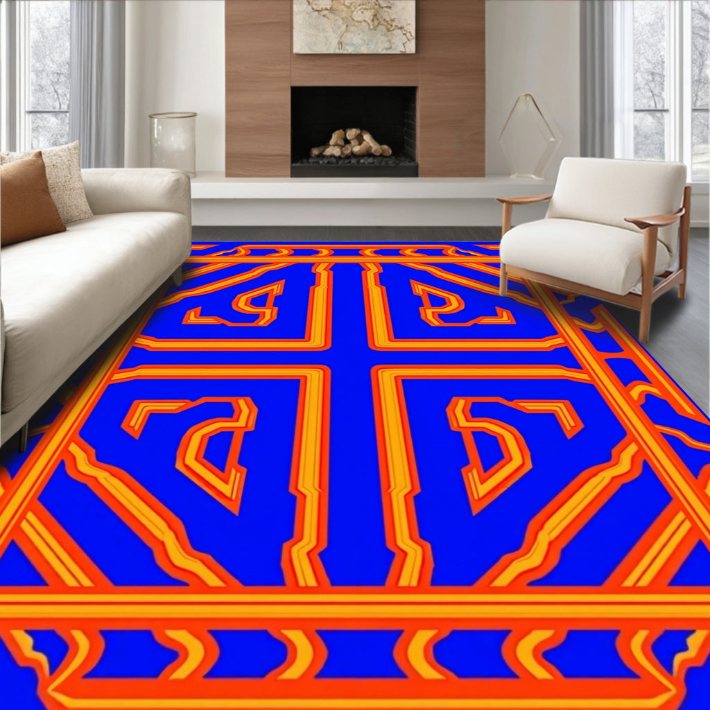 Vibrant Geometric Layers Design Rug