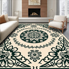 Floral Mandala Centerpieces Border Design Rug