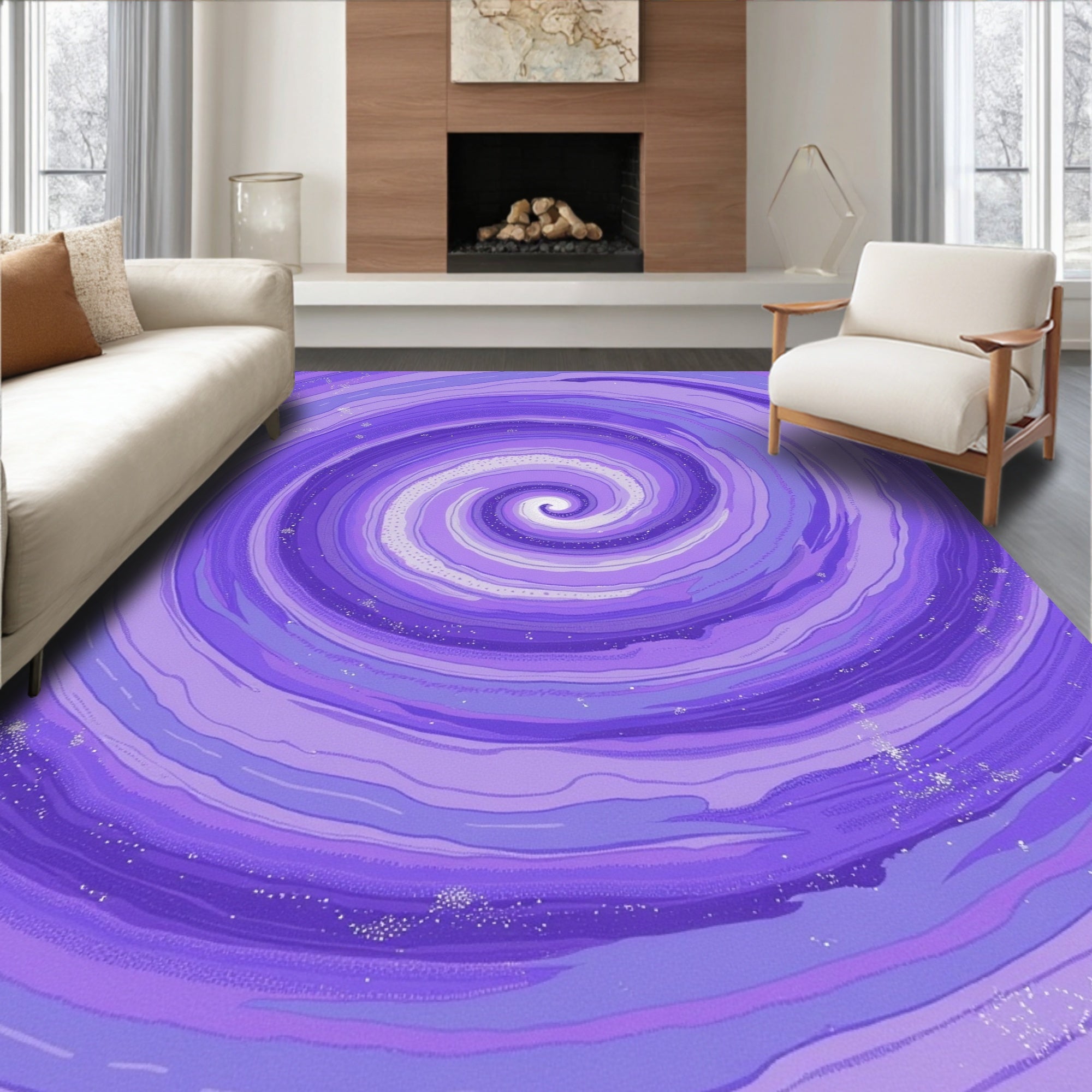 Purple Swirl Glitter Pattern Rug