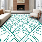 Abstract Teal Intertwined Geometric Design Rug
