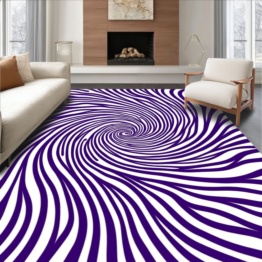 Vortex Swirl Purple Stripe Pattern Rug