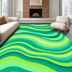 Emerald Green Wavy Stripe Design Rug