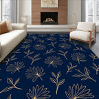 Tropical Leaf Line Art Pattern Rug