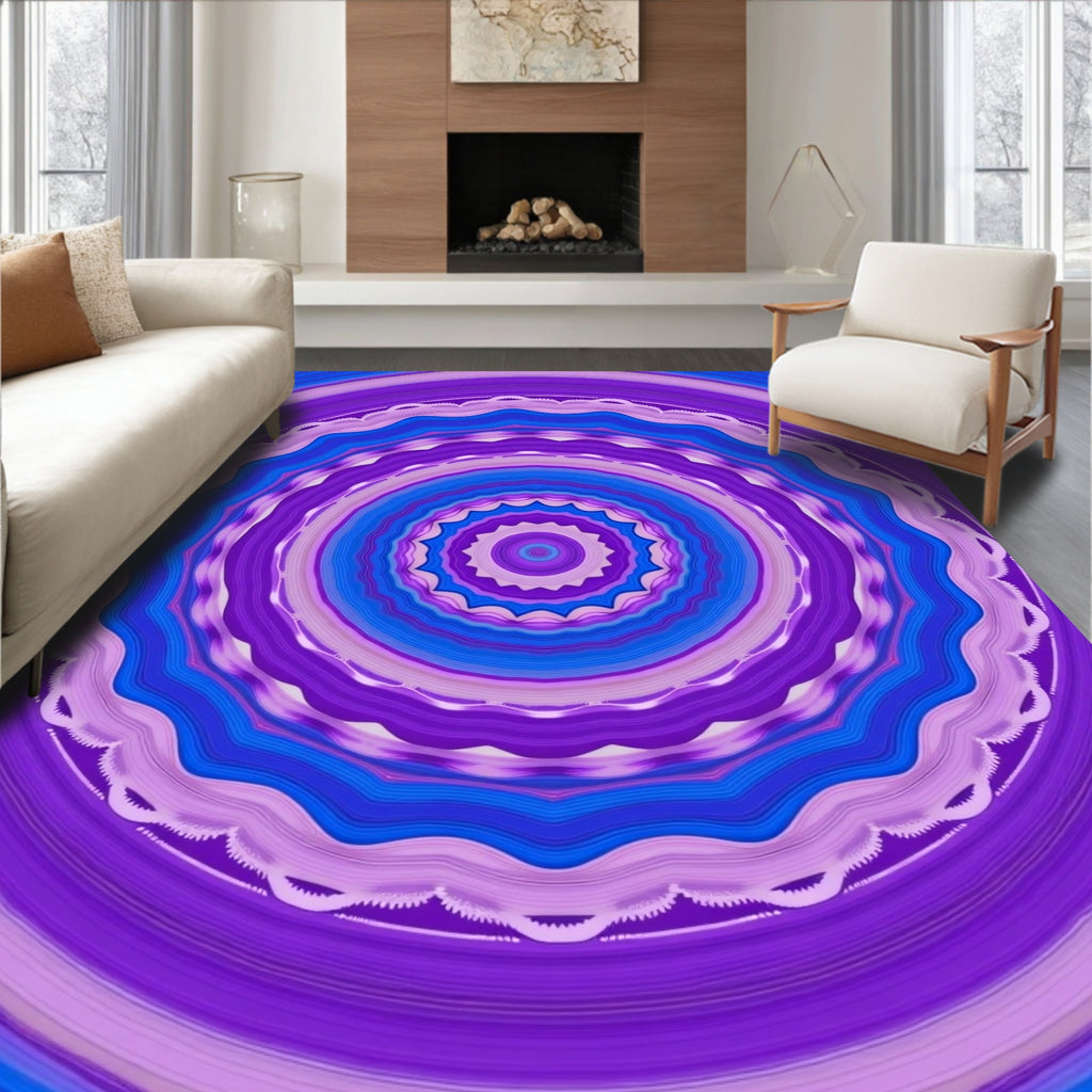 Circular Pattern With Magenta And Blue Hues Rug