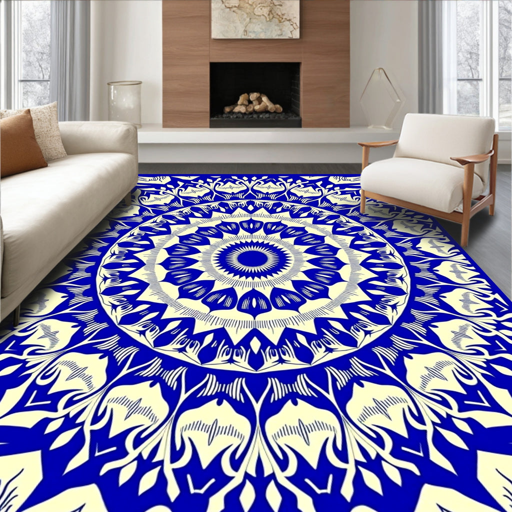 Mandala Of Flowers And Leaves Rug
