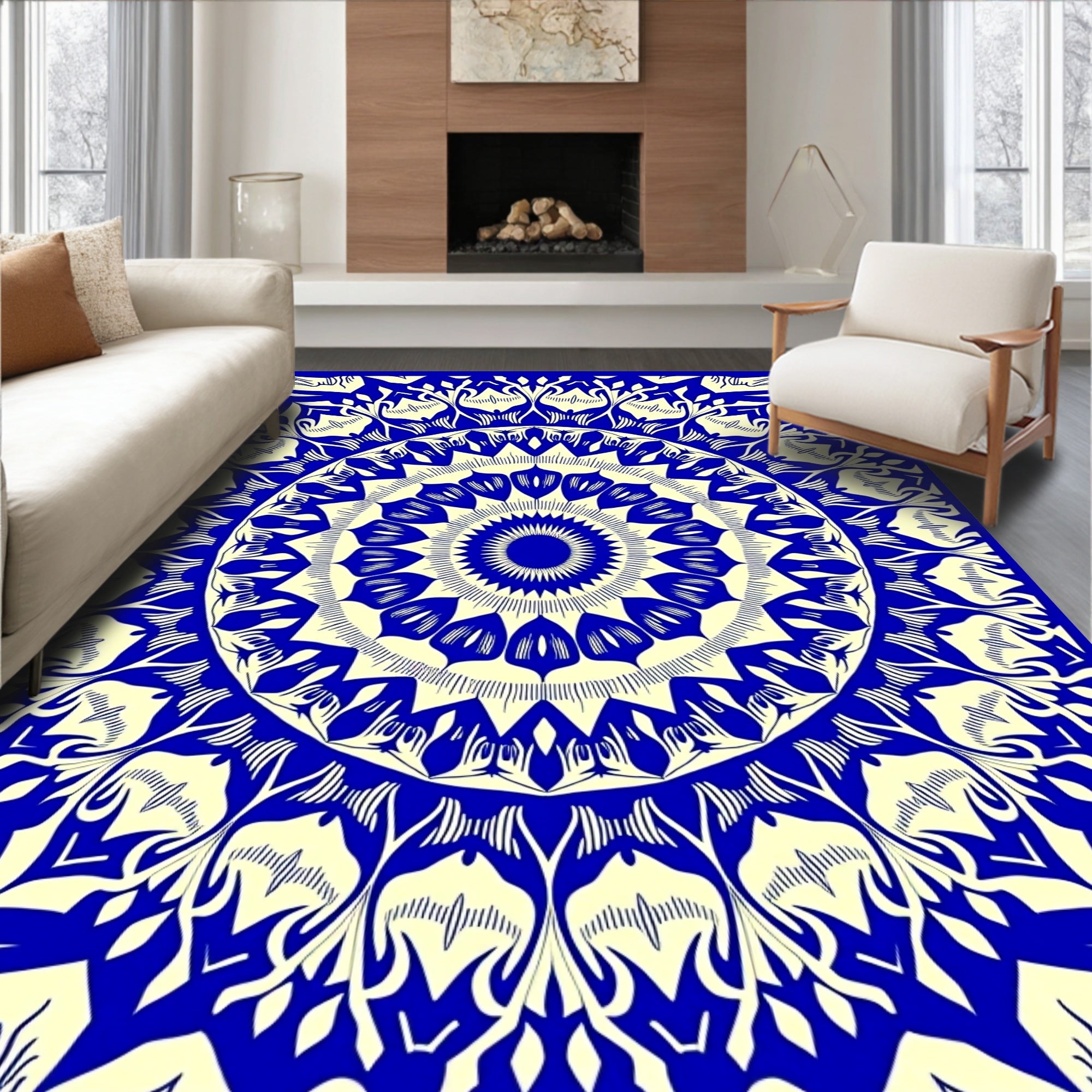 Mandala Of Flowers And Leaves Rug