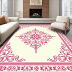 Ornate Floral Scrollwork In Pink Rug